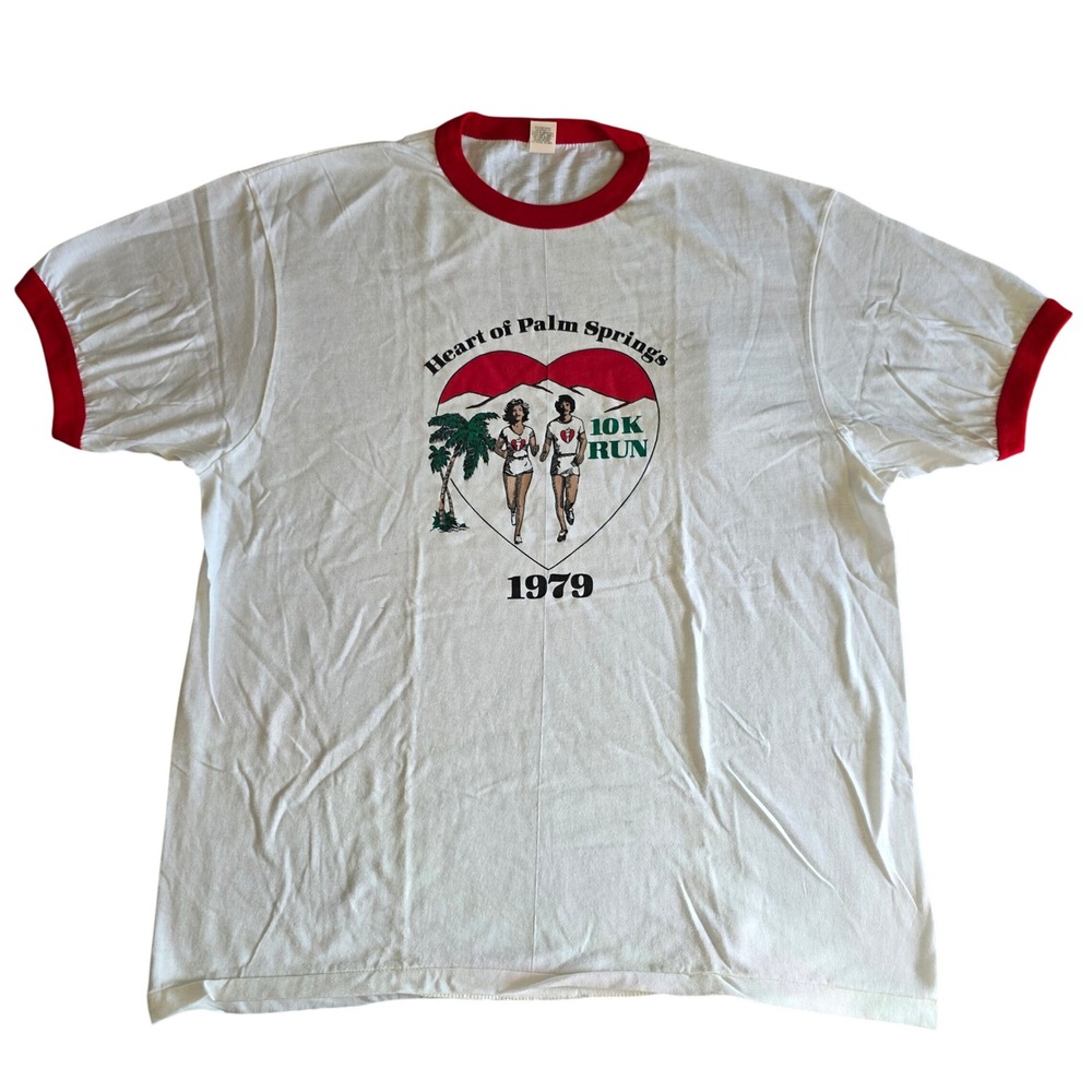 Vintage 1979 Palm Springs 10K Run Ringer T Shirt XL Etonic Southern Athletic USA